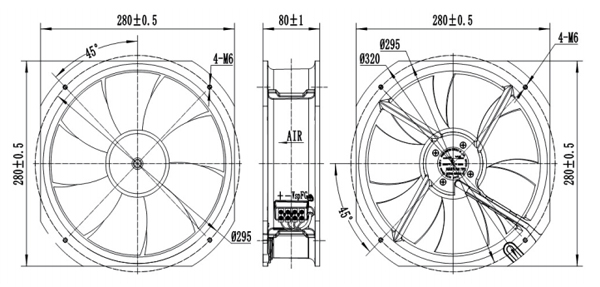 AG250B-D092A Axial Fan 280-80B
